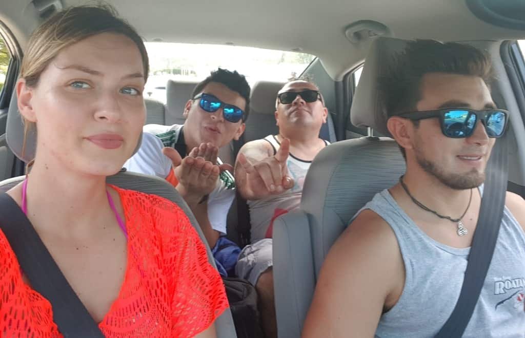 In the car with my friends, heading to the Eagle beach, Aruba One day in Aruba from a cruise ship at Eagle Beach