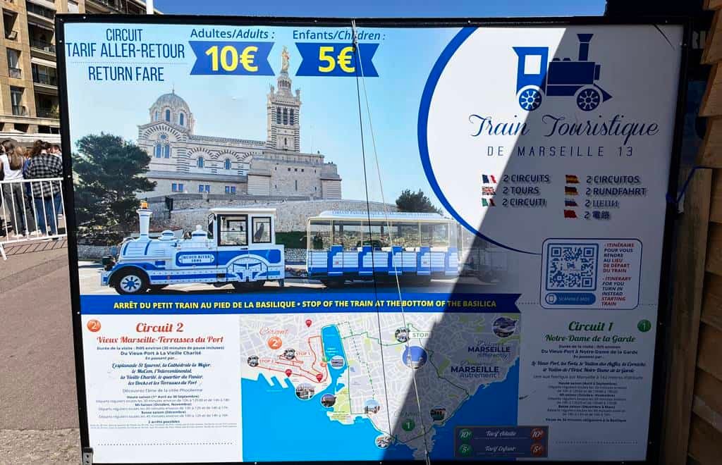 Marseille tourist train departures and prices