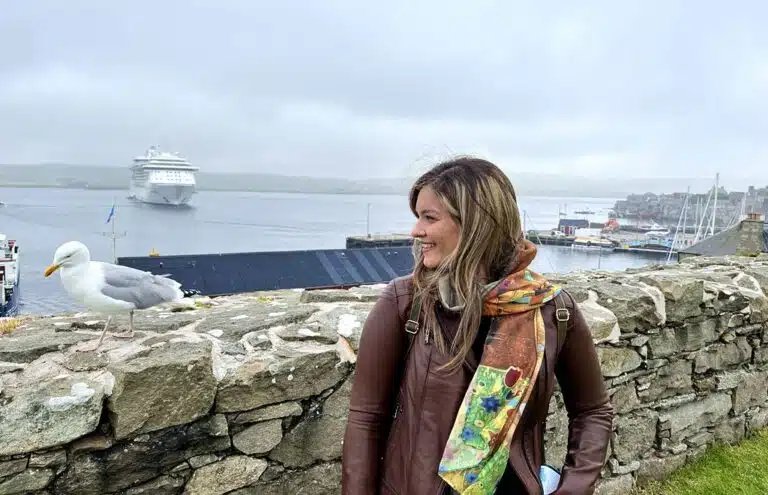 Lerwick cruise port - View of ship anchored