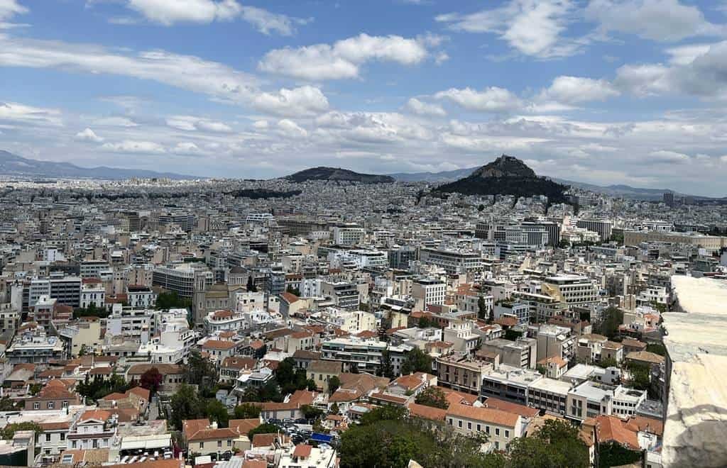 View of Athens and Lycabettus Hill from Acropolis